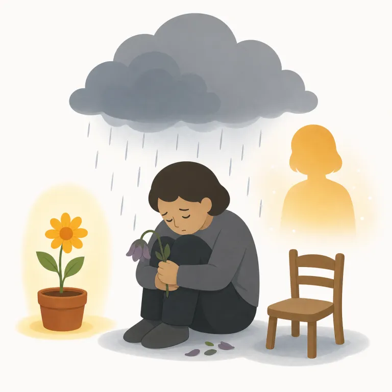 grieving（悲嘆に暮れた、深く悲しんでいる・形容詞）の覚え方イラスト — grief（深い悲しみ）や grieve を知っていると覚えやすい語