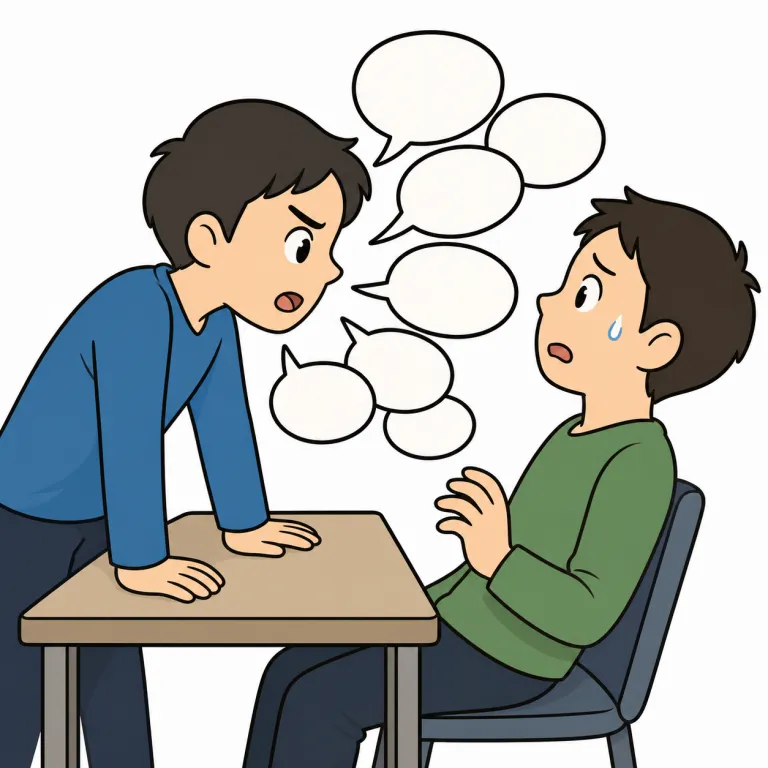 grill（問い詰める・verb）の覚え方イラスト