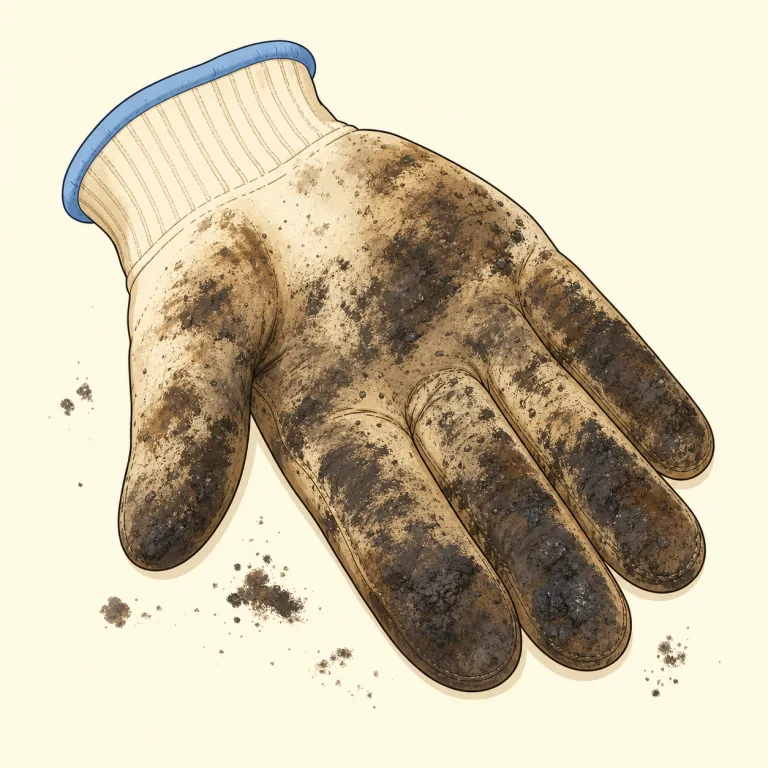 grimy（汚れた・形容詞）の覚え方イラスト — dirty が広い「汚い」なら、grimy は油・すす・泥で黒ずみ、触ると手が汚れそうな汚さ