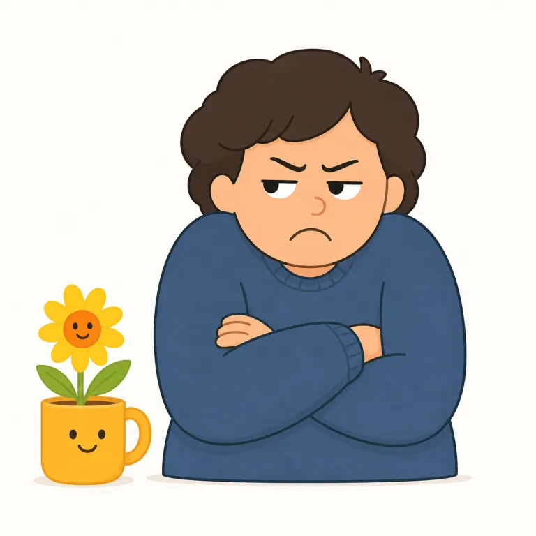 grouch（気難しい人・名詞）の覚え方イラスト — grouch はまず grouchy（不機嫌な）を知っていると結びつけやすいです