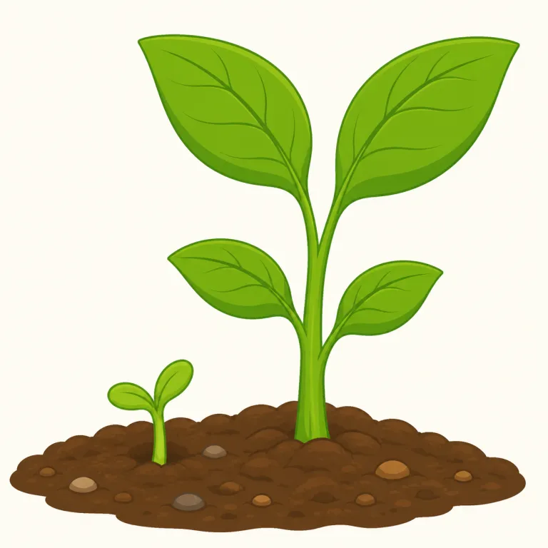 grow（成長する・動詞）の覚え方イラスト — このエントリの grow は、植物を育てるという基本義ではなく、人口・売上・自信・市場などが時間とともに「増える、拡大する」意味です