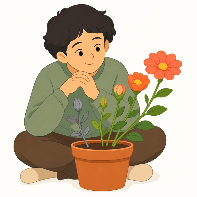 grow on（だんだん好きになる、徐々に魅力を感じる・句動詞）の覚え方イラスト — grow は「育つ」