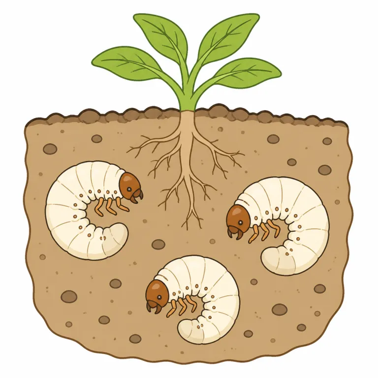 grubs（幼虫・noun）の覚え方イラスト