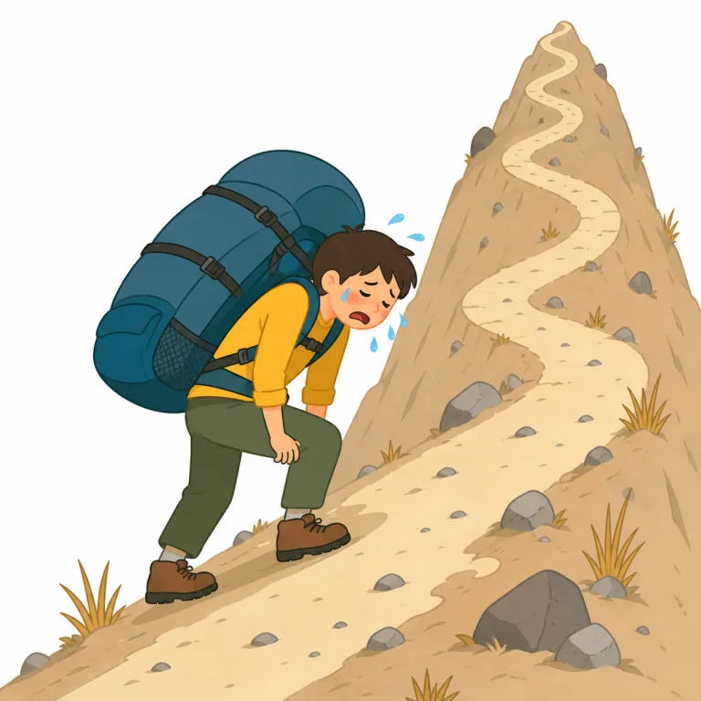 grueling（過酷な・形容詞）の覚え方イラスト — grueling は、ただ difficult や tough というだけでなく、「長時間続いて心身をすり減らすほどきつい」という感覚で覚えると定着しやすいです