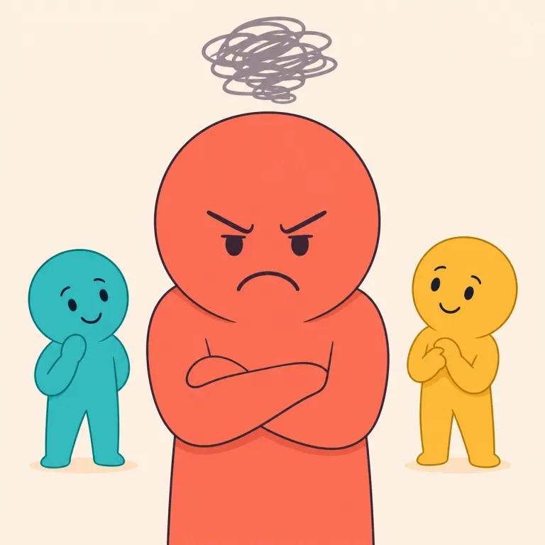 grump（不機嫌な人・名詞）の覚え方イラスト — grump は grumpy「不機嫌な」の人版、と覚えるとよいです