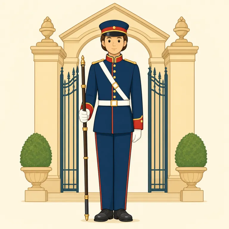 guardsman（衛兵・名詞）の覚え方イラスト — guard「守る」と man「人」で、そのまま「守る人」と分解して覚えるのが最短です