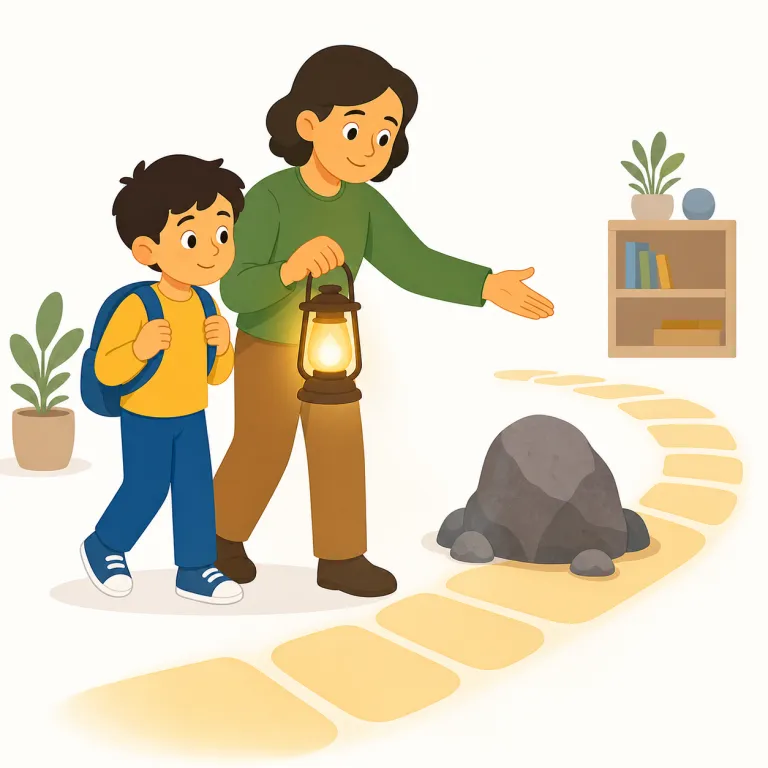 guidance（指導、助言・名詞）の覚え方イラスト — guide（案内する・導く）に -ance が付いた名詞で、「導いてくれるもの」と捉えると覚えやすいです