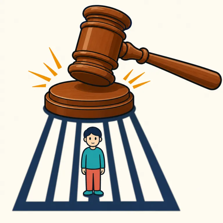 guilty（有罪の・adjective）の覚え方イラスト