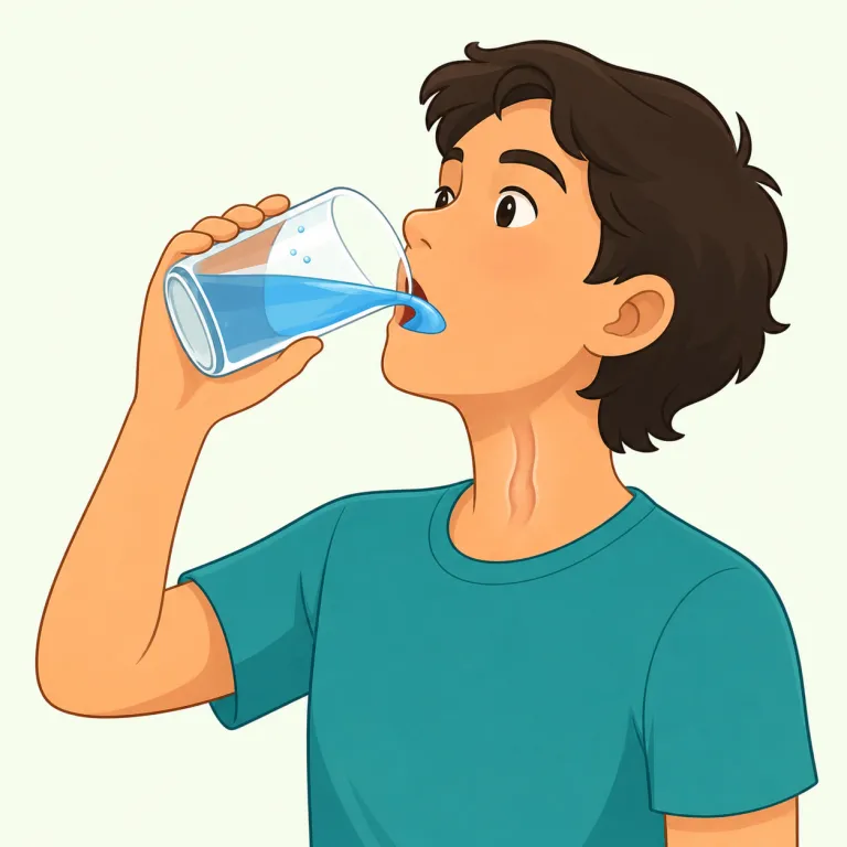 gulp（ひと飲み・名詞）の覚え方イラスト — gulp は液体を「ごくり」と大きく飲み込む動作や、その一口分を表す