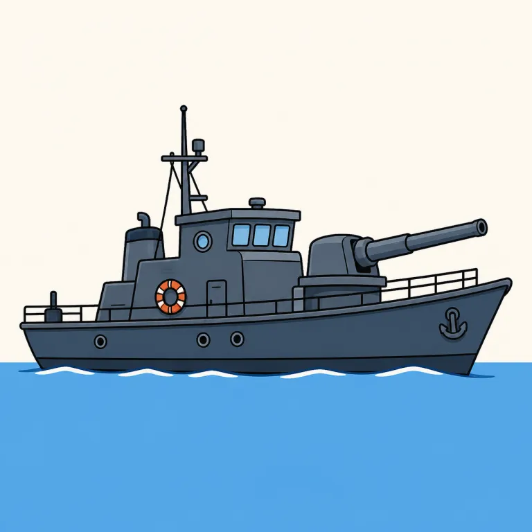 gunboat（砲艦・noun）の覚え方イラスト