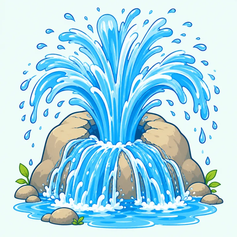 gush（湧き出る・動詞）の覚え方イラスト — gush は、水や血などが圧力を受けて勢いよく「湧き出る」イメージの動詞