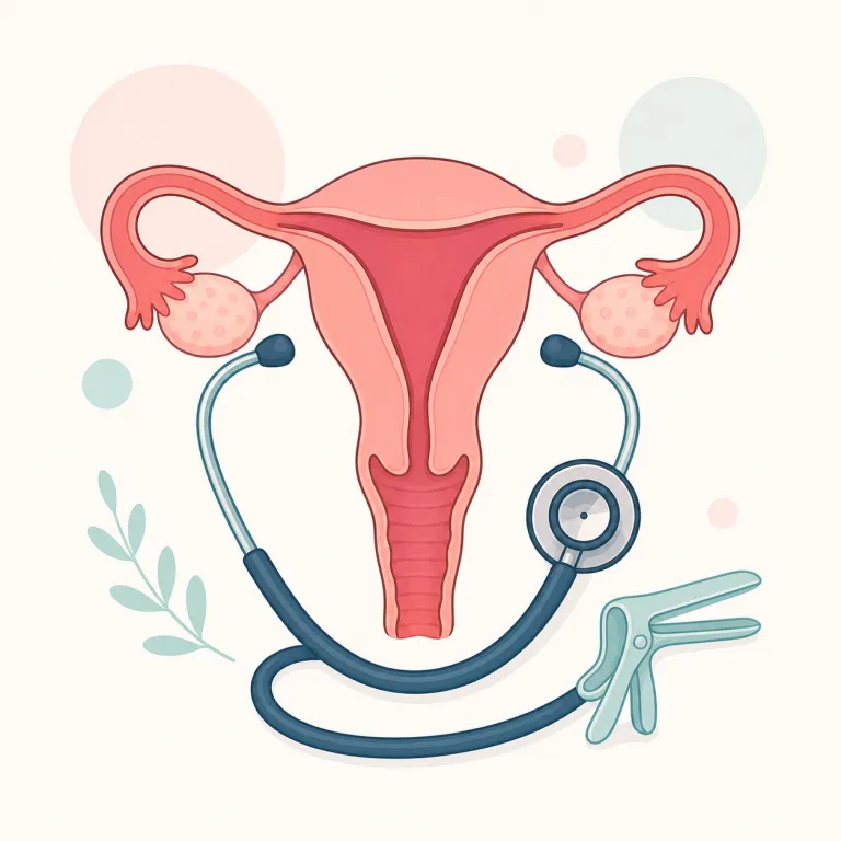 gynecological（婦人科系・形容詞）の覚え方イラスト — gynecology（婦人科）を見たことがあれば、そこに -ical が付いて「婦人科の・婦人科系の」と形容詞化した形だと捉えると覚えやすいです