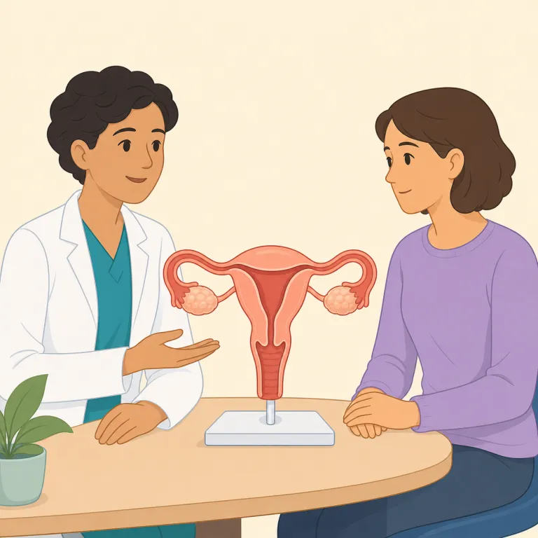 gynecology（婦人科・名詞）の覚え方イラスト