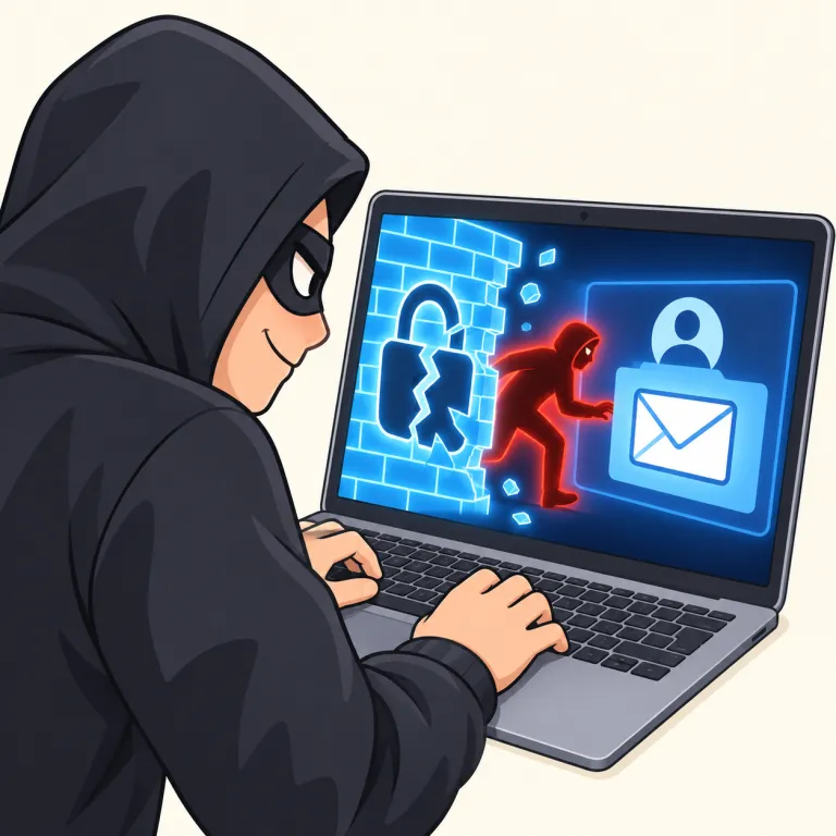 hack（不正侵入する・verb）の覚え方イラスト