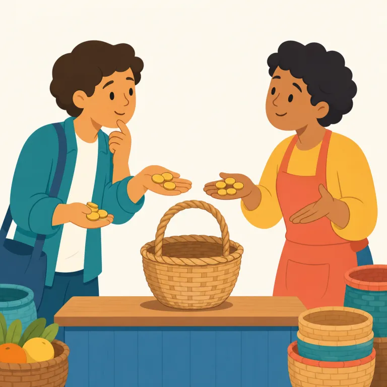 haggle（値切る・動詞）の覚え方イラスト — "価格について細かく行ったり来たりする動詞"として覚えると残りやすいです