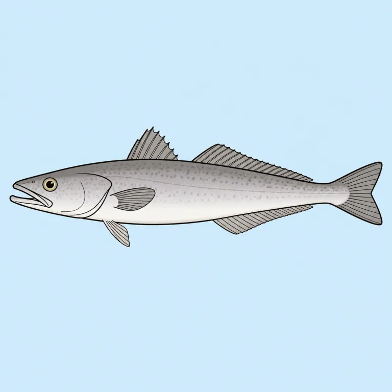hake（メルルーサ、タラに似た白身魚・noun）の覚え方イラスト