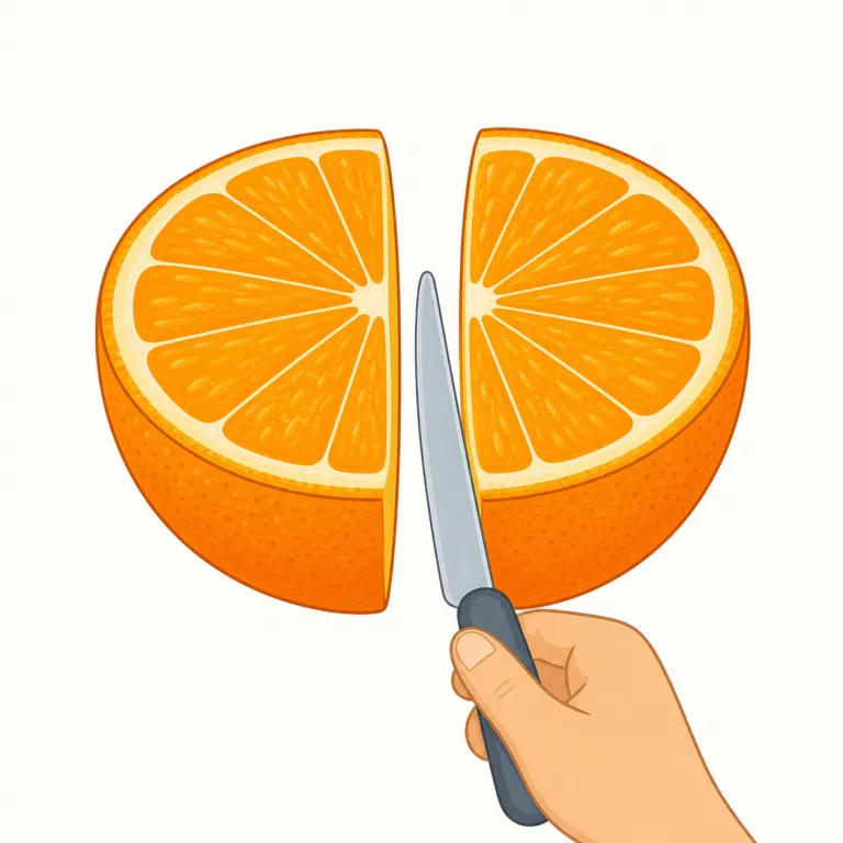 halve（半分にする・動詞）の覚え方イラスト — half をそのまま動詞にした形だと押さえると覚えやすい語