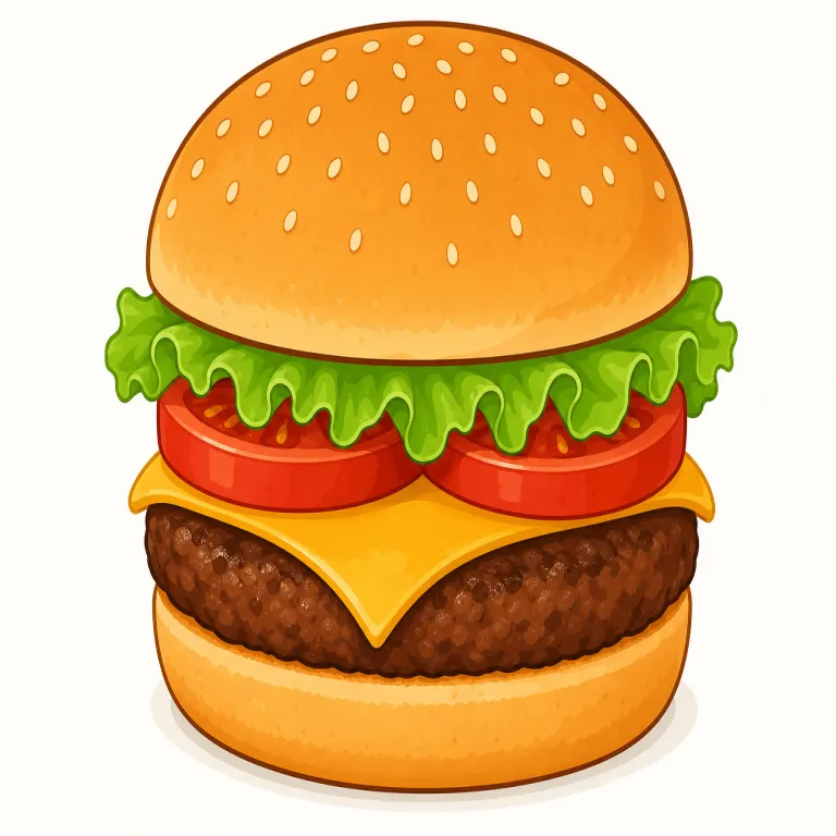 hamburger（ハンバーガー・名詞）の覚え方イラスト