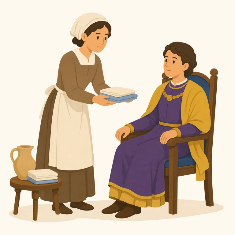 handmaiden（侍女・名詞）の覚え方イラスト — hand + maiden と見て覚えるとよい