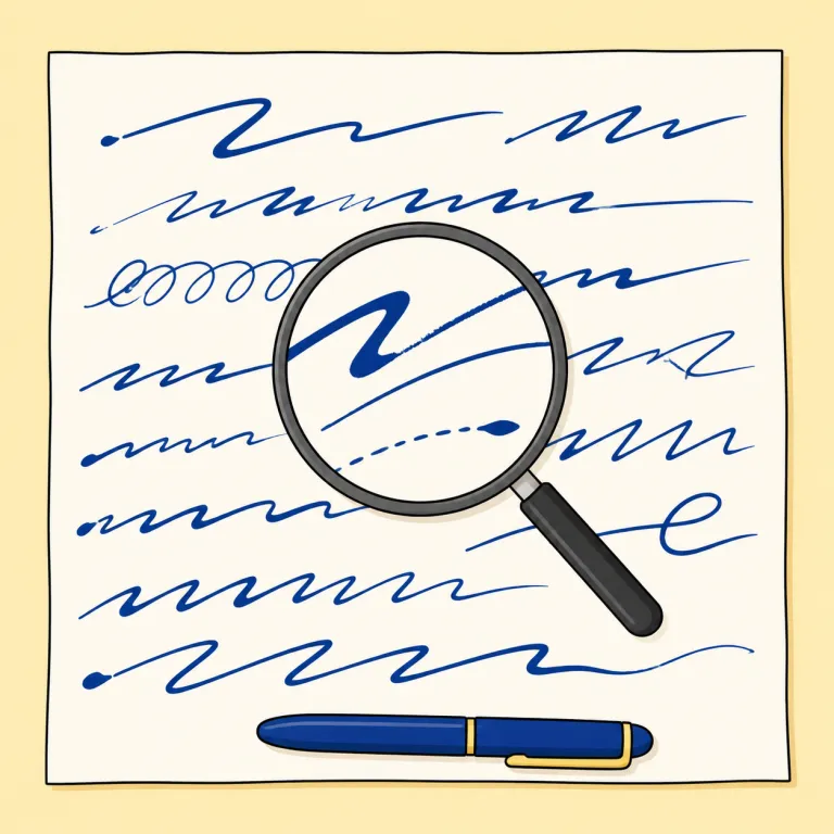 handwriting（筆跡・noun）の覚え方イラスト