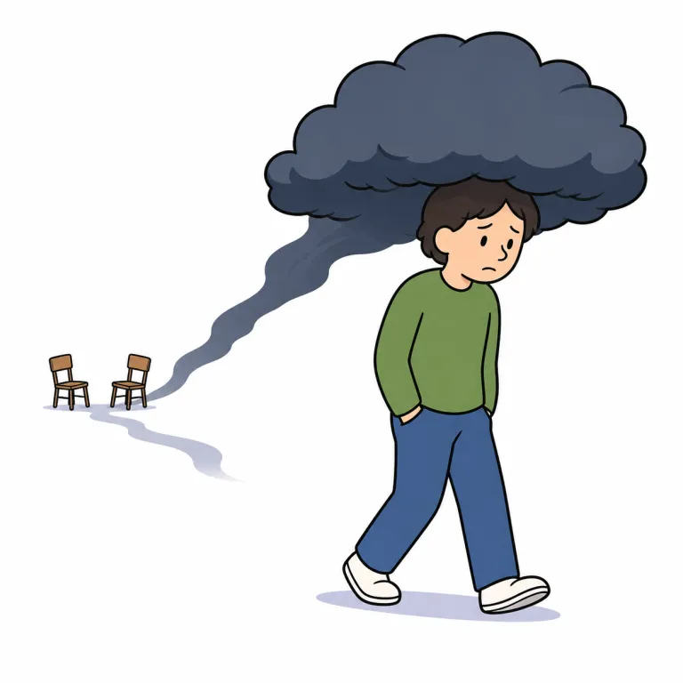 hang over（尾を引く・phrasal_verb）の覚え方イラスト