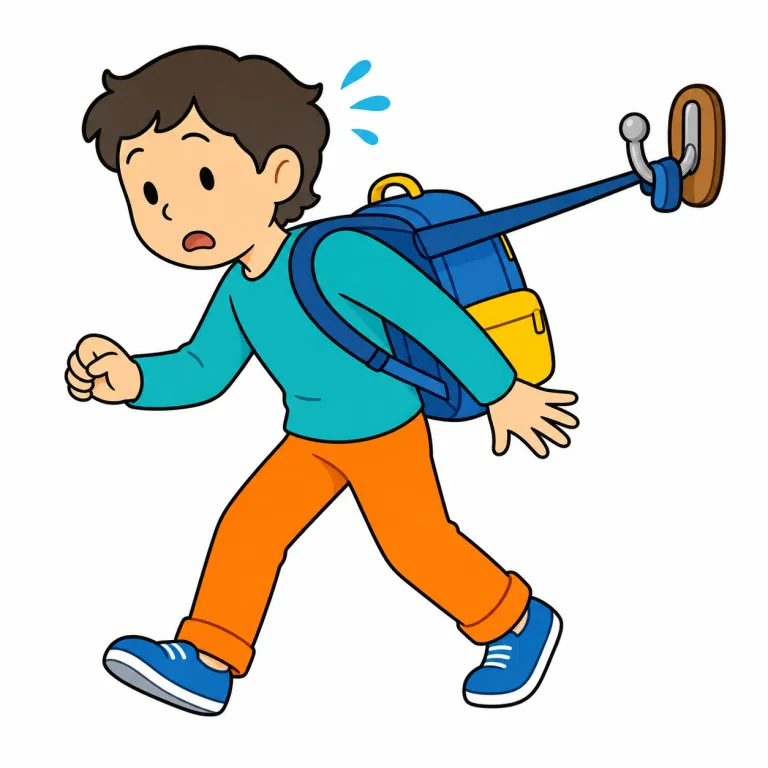 hang up（遅らせる、妨げる・phrasal_verb）の覚え方イラスト
