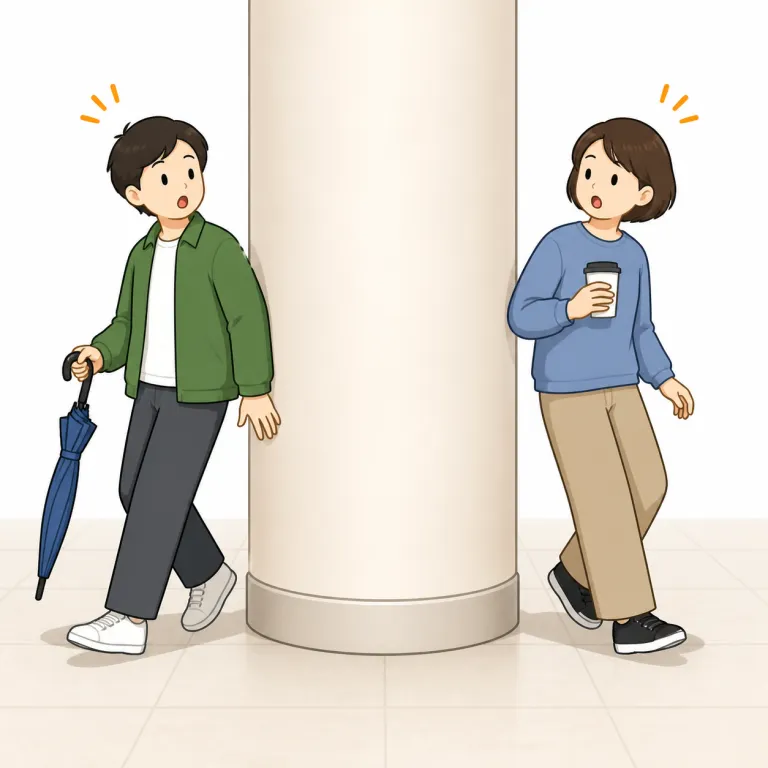 happen（偶然〜する・verb）の覚え方イラスト