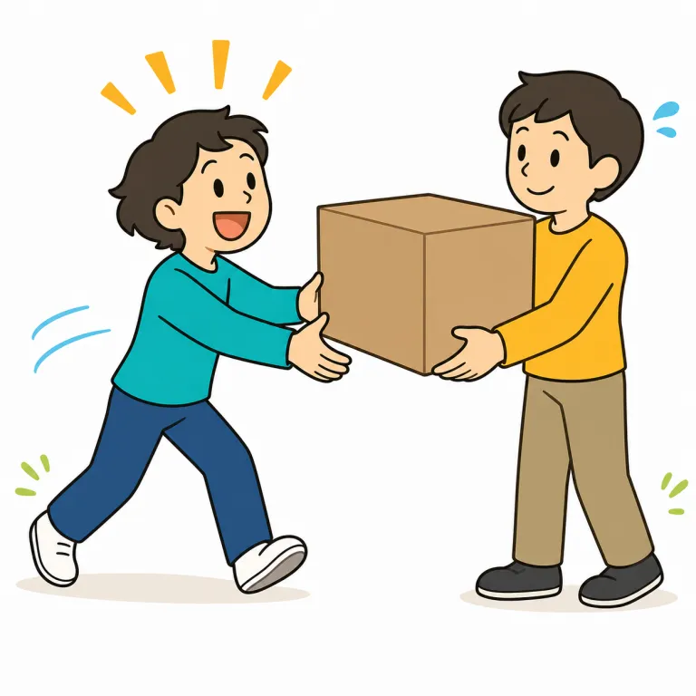 happily（喜んで、進んで・adverb）の覚え方イラスト