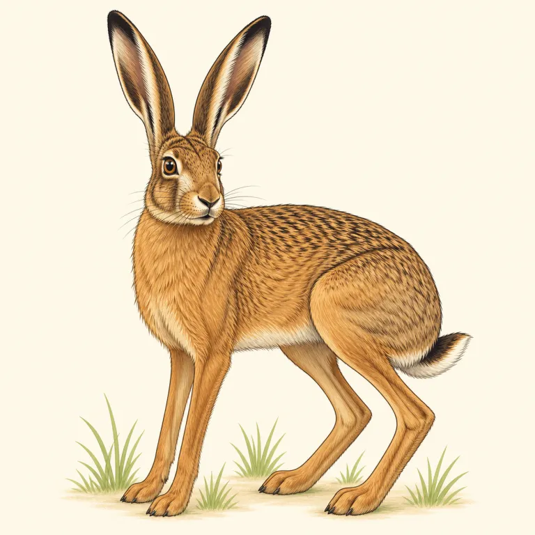 hare（野ウサギ・名詞）の覚え方イラスト — hare は野原を速く走る「野ウサギ」
