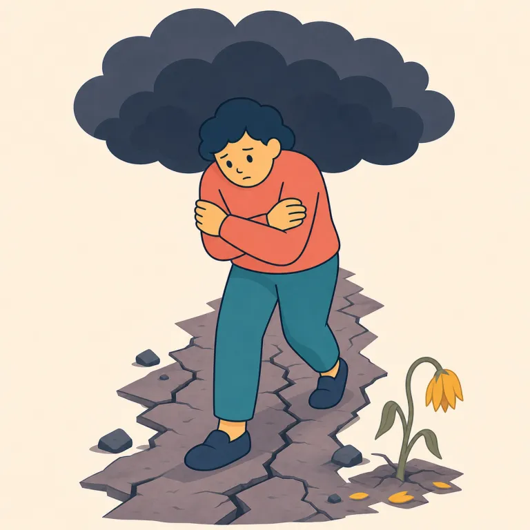 harrowing（つらい・形容詞）の覚え方イラスト