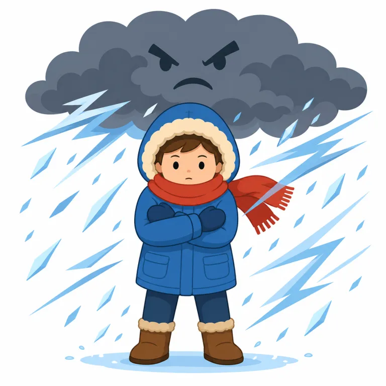 harsh（厳しい・形容詞）の覚え方イラスト — 「厳しい」の harsh は、人の言葉・判断・罰・状況などに温かさや手加減がなく、受け手に強くこたえる感じを表します