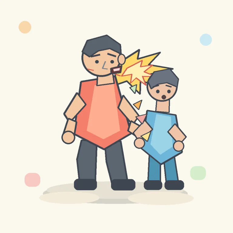 harshly（厳しく・副詞）の覚え方イラスト — harshly は harsh「やわらかさがない、容赦ない」に -ly が付いた副詞で、「厳しく、きつく」という意味です