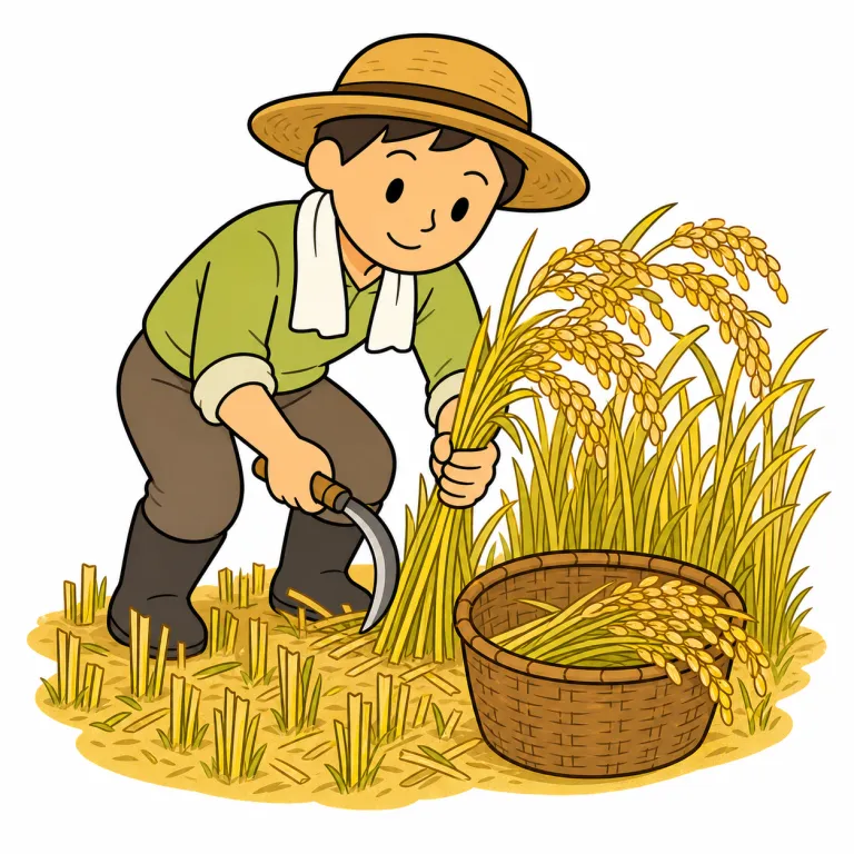 harvest（収穫する・verb）の覚え方イラスト