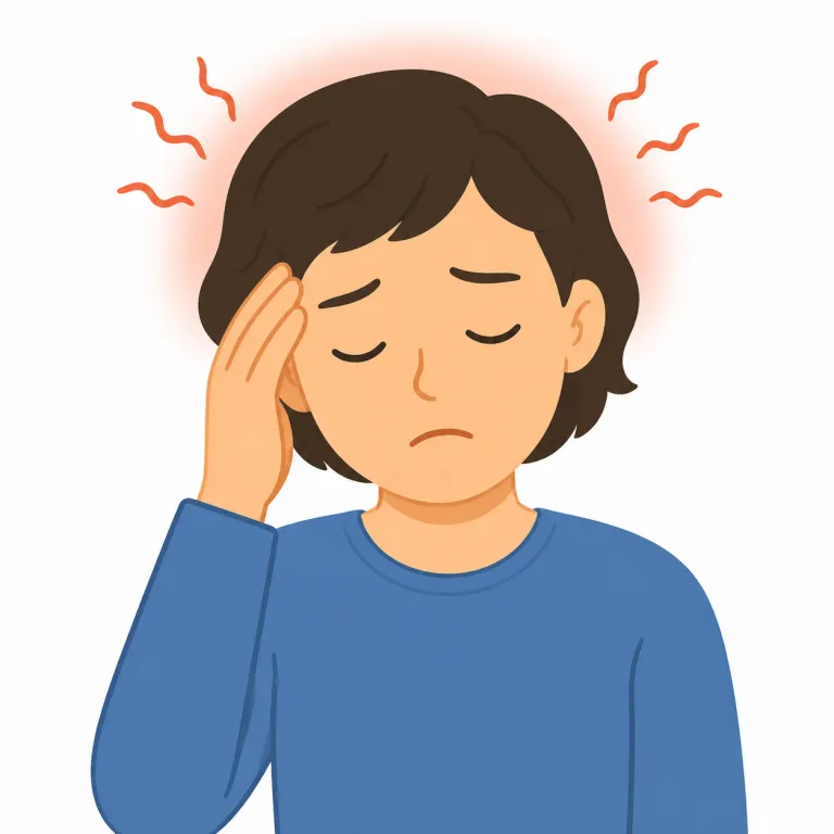 have a headache（頭痛がする）の覚え方イラスト — まず `headache` は `head`（頭）+ `ache`（ずきずき痛む）で、そのまま「頭の痛み」