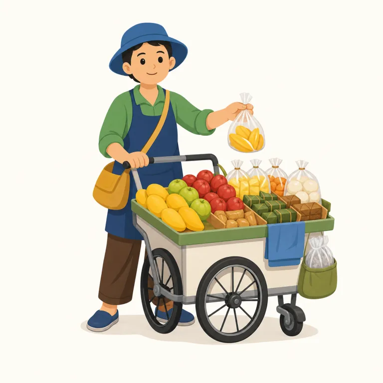 hawker（行商人・名詞）の覚え方イラスト — -er が「する人」なので、まず hawk + er で「hawkする人」と分ける