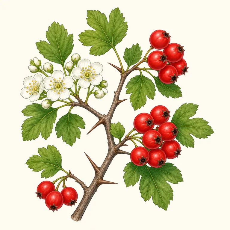 hawthorn（サンザシ・名詞）の覚え方イラスト — hawthorn は、まず見慣れた thorn「とげ」が入っていると気づければかなり覚えやすい語です
