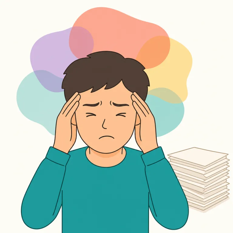 headache（頭痛、頭痛の種、厄介事・名詞）の覚え方イラスト — head（頭）＋ ache（痛み）の複合語