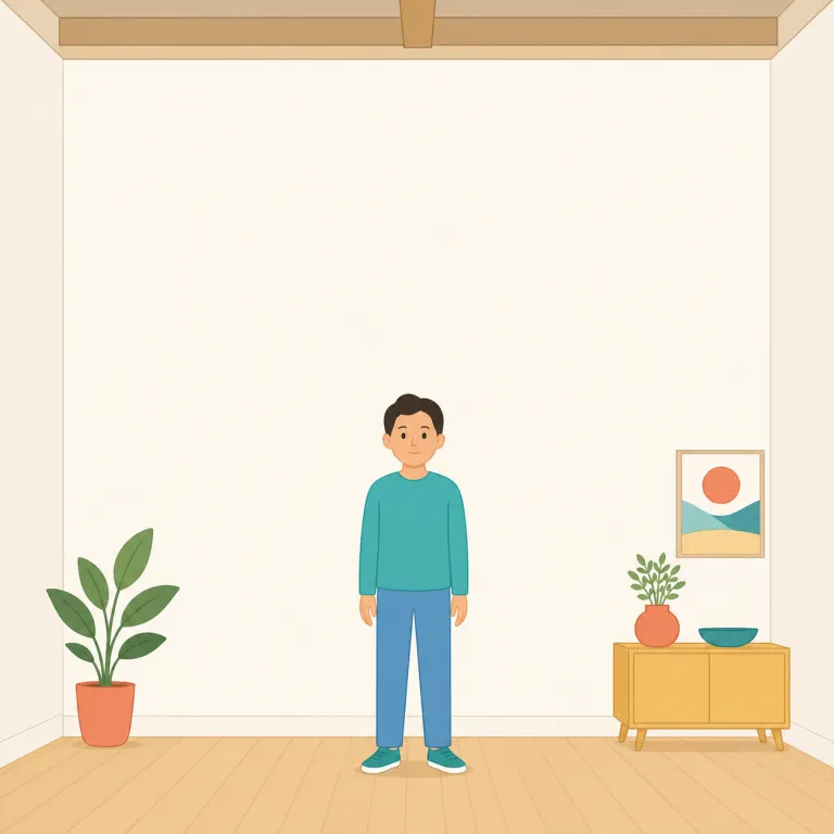headroom（頭上の空間・名詞）の覚え方イラスト — headroom は head「頭」＋room「空間」と考えると、まず「頭のための空間」、つまり頭上の余白を表すと覚えやすい語です