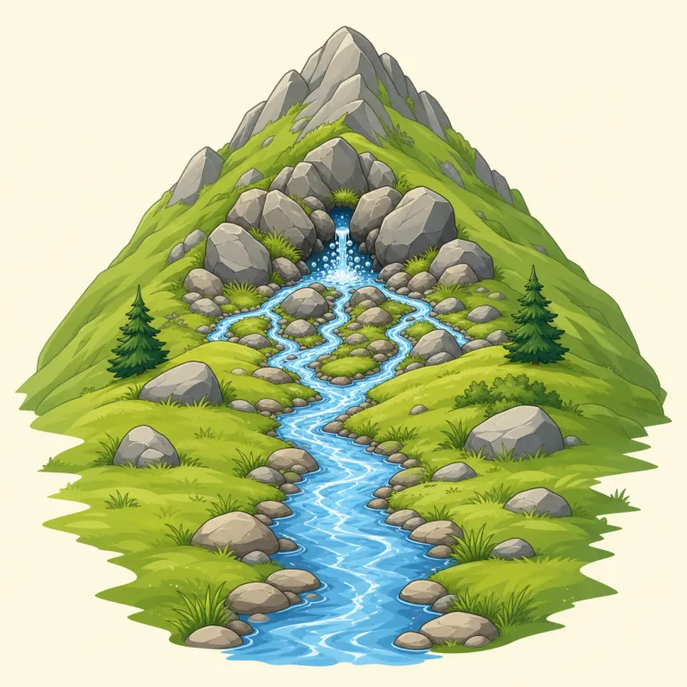 headwater（源流・名詞）の覚え方イラスト — head を「頭」ではなく「先頭・上流側」と捉えるのがコツ