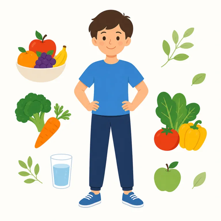 healthy（健康な・形容詞）の覚え方イラスト — healthy は health「健康」＋ -y「〜の性質を持つ」と考えると、「健康な」という意味が見えてきます