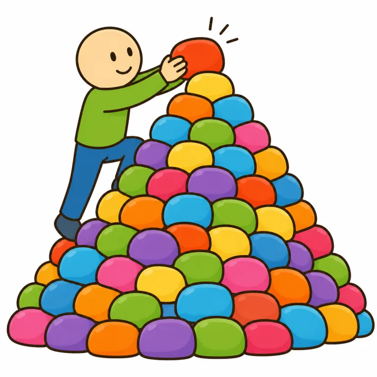 heap（積み上げる・verb）の覚え方イラスト