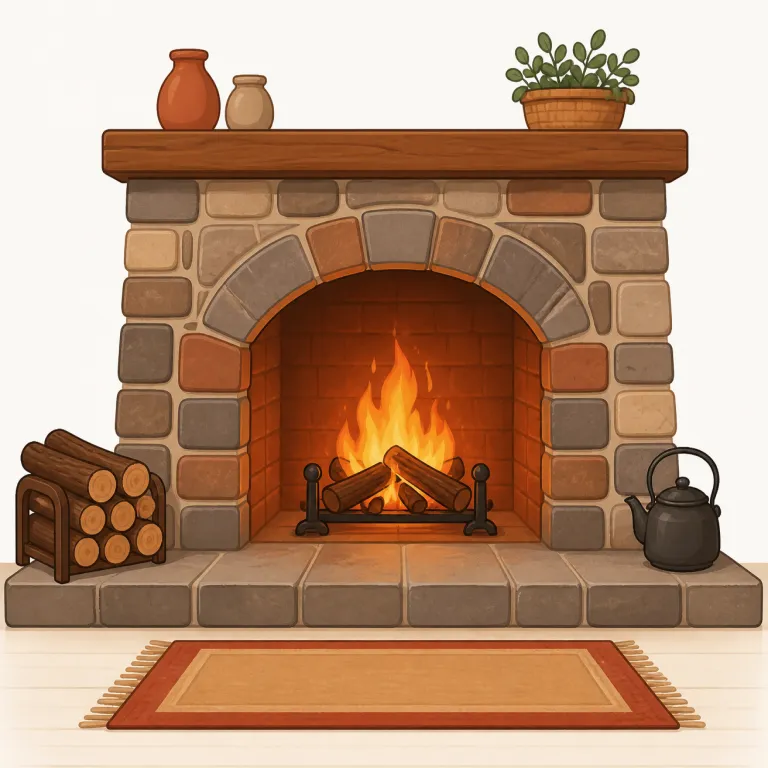 hearth（暖炉の炉床、炉辺・名詞）の覚え方イラスト