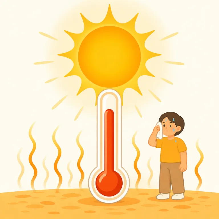 heat（熱、暑さ・名詞）の覚え方イラスト — kick は「蹴る」、-er は teacher「教える人」や runner「走る人」と同じく「〜する人」を作る接尾辞です