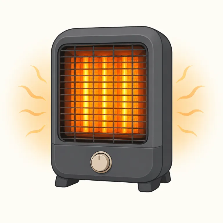 heater（ヒーター・名詞）の覚え方イラスト — heater はまず heat（熱・温める）が見えれば覚えやすいです