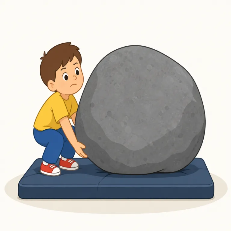 heavy（重い・形容詞）の覚え方イラスト — この意味では、heavy を「触った瞬間に腕や肩へ荷重が来る」と結びつけるとよい