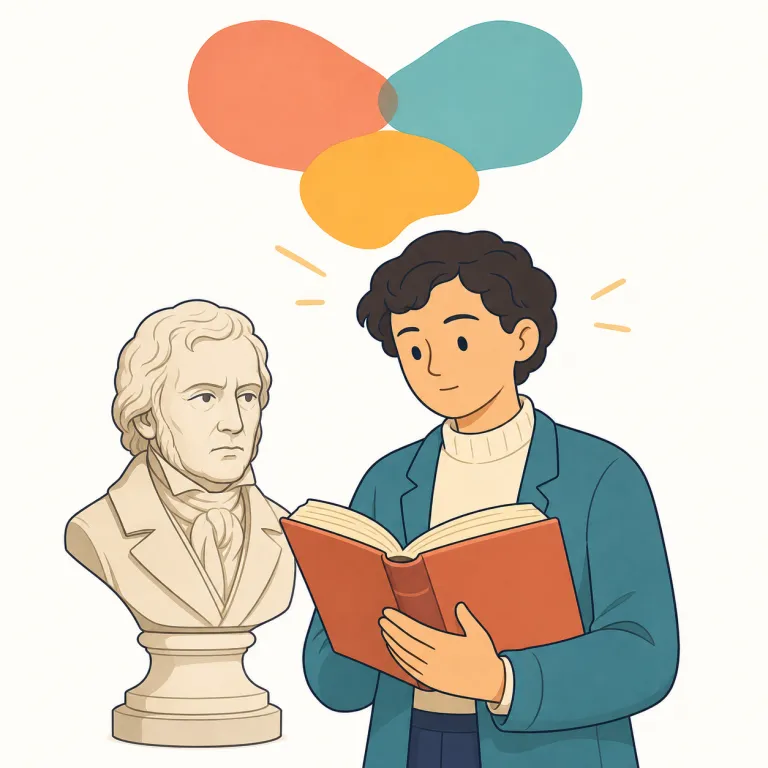 Hegelian（ヘーゲルの・形容詞）の覚え方イラスト — Hegelian の -ian は、人物名につけて「その人に関する」という形容詞を作る語尾です