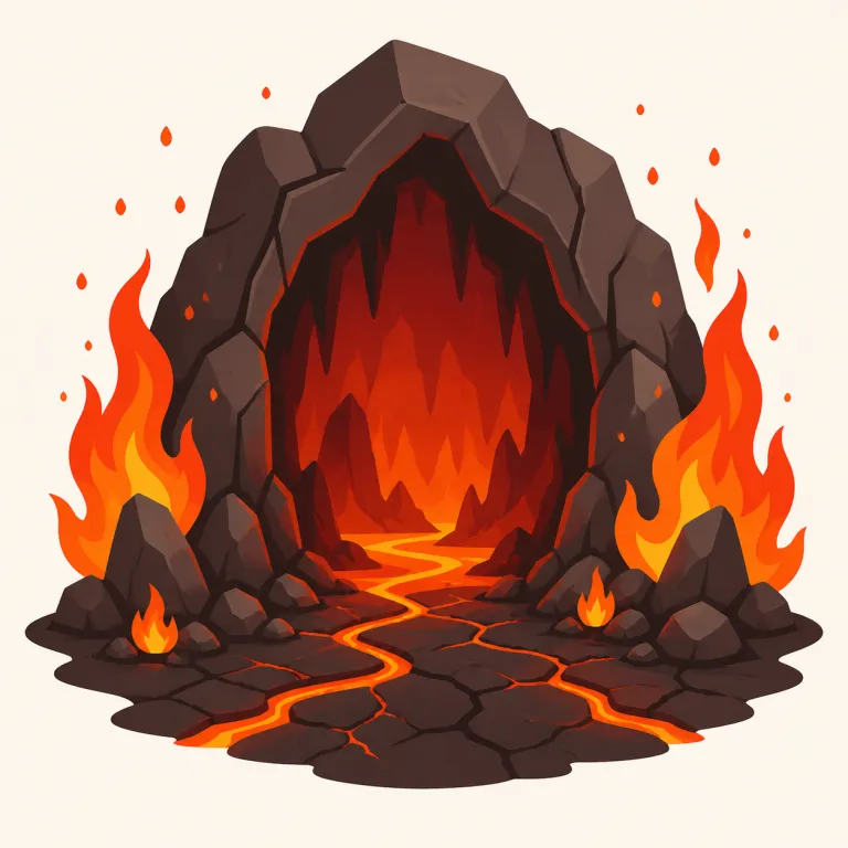hell（地獄・名詞）の覚え方イラスト — hell は、宗教や神話で罪人が死後に罰を受ける場所としての「地獄」を指す名詞です