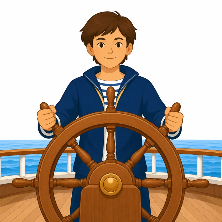 helmsman（操舵手・名詞）の覚え方イラスト — helm を「船の舵・かじ取り」として覚えるのが核心