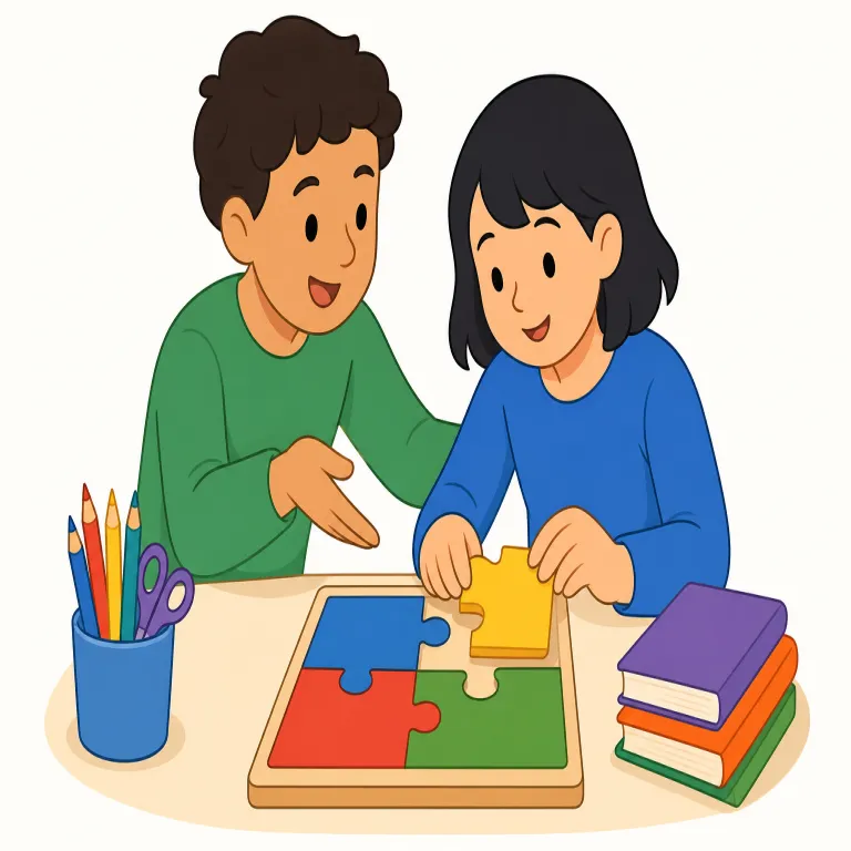 help with（手伝う・句動詞）の覚え方イラスト — help with は、人が実際に作業や問題の処理に加わって「手伝う」場面で使います