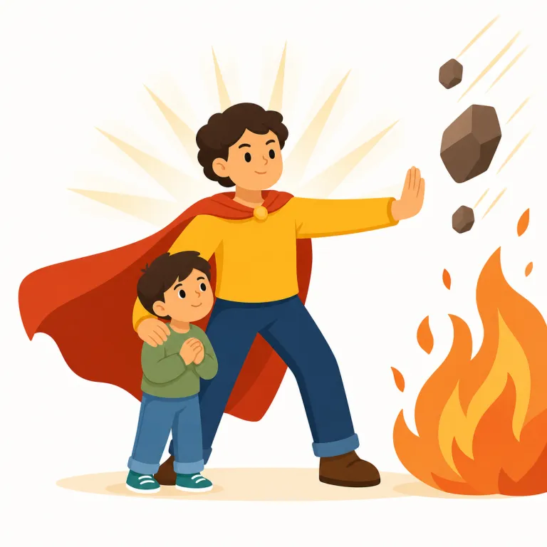 heroic（英雄的な・形容詞）の覚え方イラスト — heroic は hero + -ic で「hero の性質をもつ」と考えると覚えやすい形容詞です